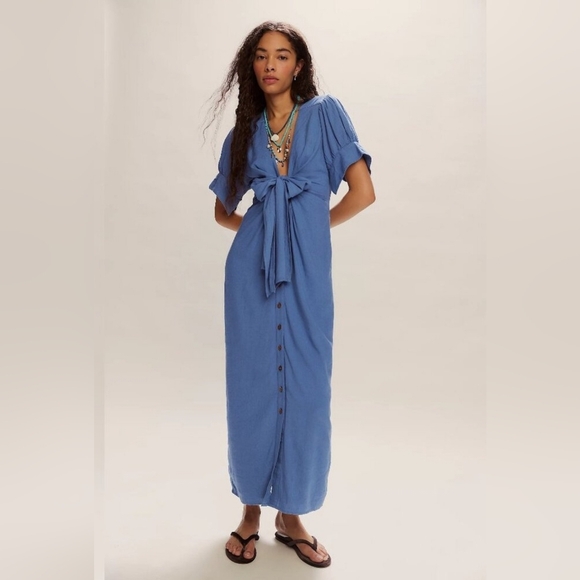 Free People Dresses & Skirts - Free People Vintage Summer Midi Dress S Chambray Blue